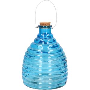 Wespenvanger/wespenval blauw van glas 21 cm