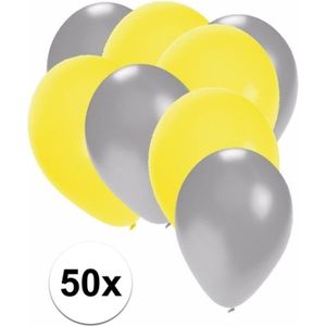 50x zilveren en gele ballonnen