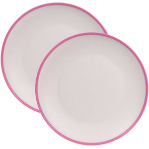 4x stuks onbreekbare kunststof/melamine roze ontbijt bordjes 28 cm voor outdoor/camping/picknick/strand