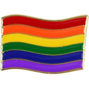 Regenboogvlag kleuren metalen broche 4 cm