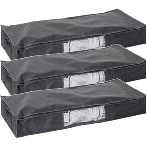 3x Stuks dekbed/kussen opberghoes antraciet grijs met vacuumzak 100 x 45 x 15 cm - Dekbedhoes - Beschermhoes