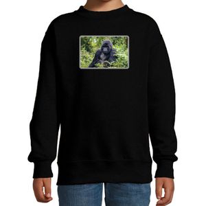 Dieren sweater met apen foto zwart voor kinderen - Gorilla aap cadeau trui