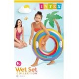 Intex opblaasbare gekleurde zwemband/zwemring ringenprint 91 cm