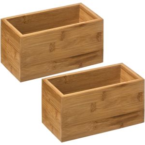 Set van 2x stuks sieraden/make-up houder/box rechthoek 18 x 9,5 cm van bamboe hout