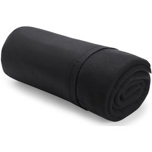 Warme Polar Fleece deken/plaid zwart 120 x 150 cm - Woondekens/banddekens - Incl. opberghoes