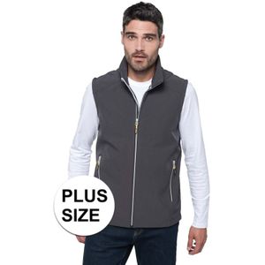 Plus size outdoor dunne softshell vesten mouwloos antraciet grijs voor heren