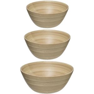 Secret de Gourmet voedsel serveerschalen - Set 9x - Bamboe - D30/D25/D17 cm