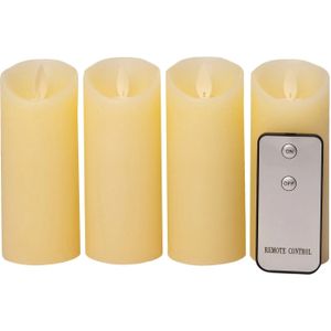 4x stuks led kaarsen/stompkaarsen ivoor wit D5,2 x H12,5 cm