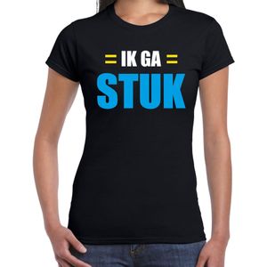 Ik ga stuk fun tekst t-shirt zwart voor dames