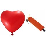 Rode harten ballonnetjes 12 stuks met ballonnenpomp