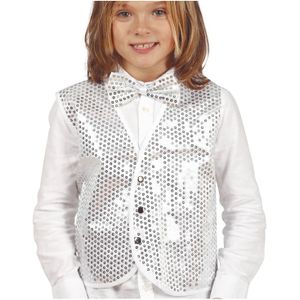 Fiestas Guirca Disco verkleed gilet zilver met pailletten voor kinderen