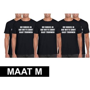 5x Vrijgezellen t-shirt vrienden/ Die sukkel gaat trouwen zwart heren Maat M