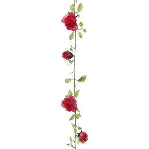 Louis Maes kunstplant bloemenslinger Rozen - rood/groen - 225 cm - kunstbloemen