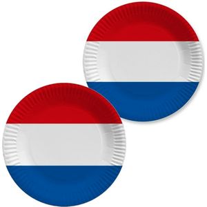 Holland/Nederlandse vlag gebaksbordjes - 10x - karton - D23 cm