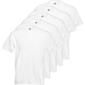 5x Grote maten basis heren t-shirt 4XL wit met ronde hals