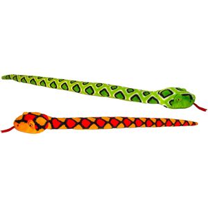 Keel Toys Slangen - 2 stuks - pluche - rood-groen - knuffel dier - 100 cm