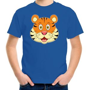 Cartoon tijger t-shirt blauw voor jongens en meisjes - Cartoon dieren t-shirts kinderen