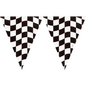 Vlaggetjes - Racing thema zwart/wit geblokt - 366 cm - plastic