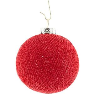 Cotton Balls kerstballen - rood - katoen - 6,5 cm