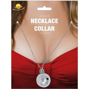 Fiestas Guirca Verkleed sieraden ketting discobal - zilver - dames - kunststof - Seventies/Eighties