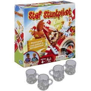 MB/Hasbro Stef de Stuntpiloot drankspel/drinkspel met 4 shotglazen