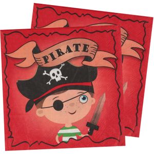 Santex piraten thema feest servetten - 40x stuks - 33 x 33 cm - rood/bruin - dubbelzijdig