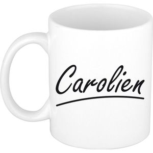 Carolien voornaam kado beker / mok sierlijke letters - gepersonaliseerde mok met naam