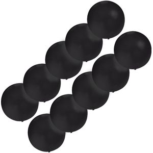 Set van 10x stuks groot formaat zwarte ballon met diameter 60 cm