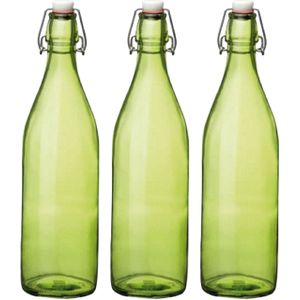 Cuisine Elegance set van 8x stuks weckflessen groen beugeldop glas van 1 liter