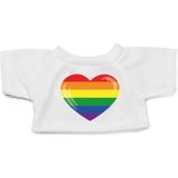 Knuffelbeer met Gaypride regenboog vlag hartje t-shirt 43 cm - LHBTI