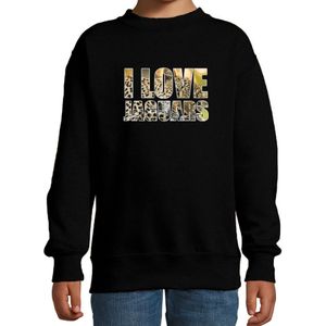 Tekst sweater I love jaguars foto zwart voor kinderen - cadeau trui jachtluipaarden liefhebber