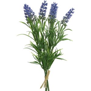 Everlands lavendel kunstplant/boeket - paars - 8 x 10 x H21 cm