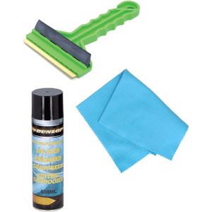 Autoramen IJskrabber/trekker groen 16 cm met anti-condens doek en ruitenontdooier spray