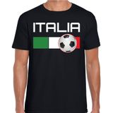 Italia / Italie voetbal / landen shirt met voetbal en Italiaanse vlag zwart voor heren