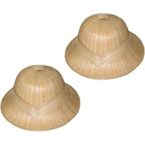 Set van 2x stuks safari tropen helmen in beige