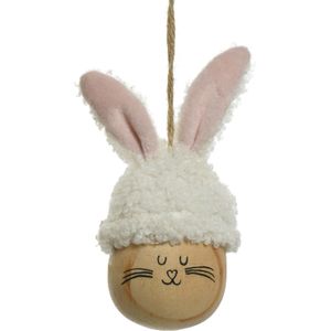 Decoris paashaas paasei - 12 cm - kunststof - hangend