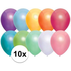 10x Gekleurde metallic heliumballonnen 30 cm