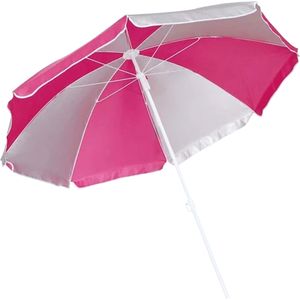Parasol - roze/wit - D120 cm - UV-bescherming - incl. draagtas