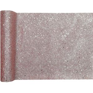 Santex Tafelloper op rol - rose goud glitter - 28 x 300 cm - polyester