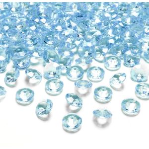 200x Kleine plastic diamanten/stenen turquoise blauw 12 mm/1,2 cm decoratie materiaal