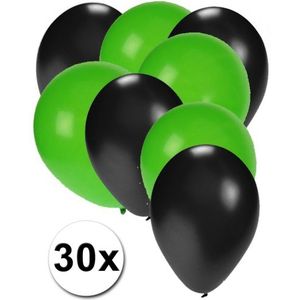 Zwarte en groene ballonnen 30 stuks