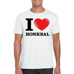 Wit I love honkbal t-shirt heren