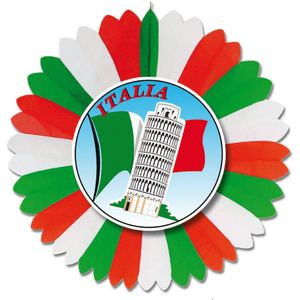 Decoratie waaier thema vlag Italie van 60 cm van papier