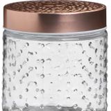 Urban Living Voorraadpot/bewaarpot Blair - 2x - 500 ml - glas - koperen deksel - D11 x H13 cm