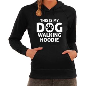 Dog walking hoodie fun tekst bankhanger hoodie voor dames zwart