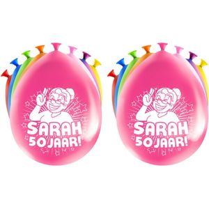 24x stuks Sarah/50 jaar feest ballonnen - diverse kleuren - latex - ca 30 cm