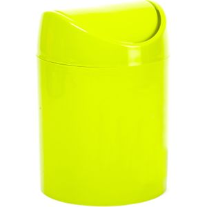 Plasticforte Mini prullenbakje - groen - kunststof - met klepdeksel - keuken aanrecht model - 1,4 Liter - 12 x 17 cm
