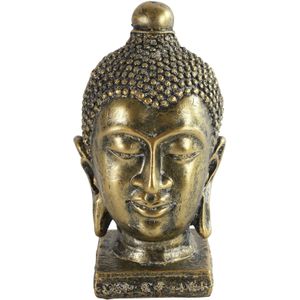 Countryfield Home deco Boeddha hoofd beeld - goud kleurig - 13 x 23.5 cm - voor binnen