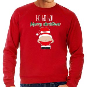 Bellatio Decorations foute kersttrui/sweater heren - Kerstman - rood - Merry Christmas