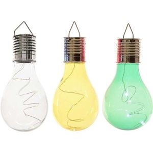 3x Buitenlampen/tuinlampen lampbolletjes/peertjes 14 cm transparant/groen/geel